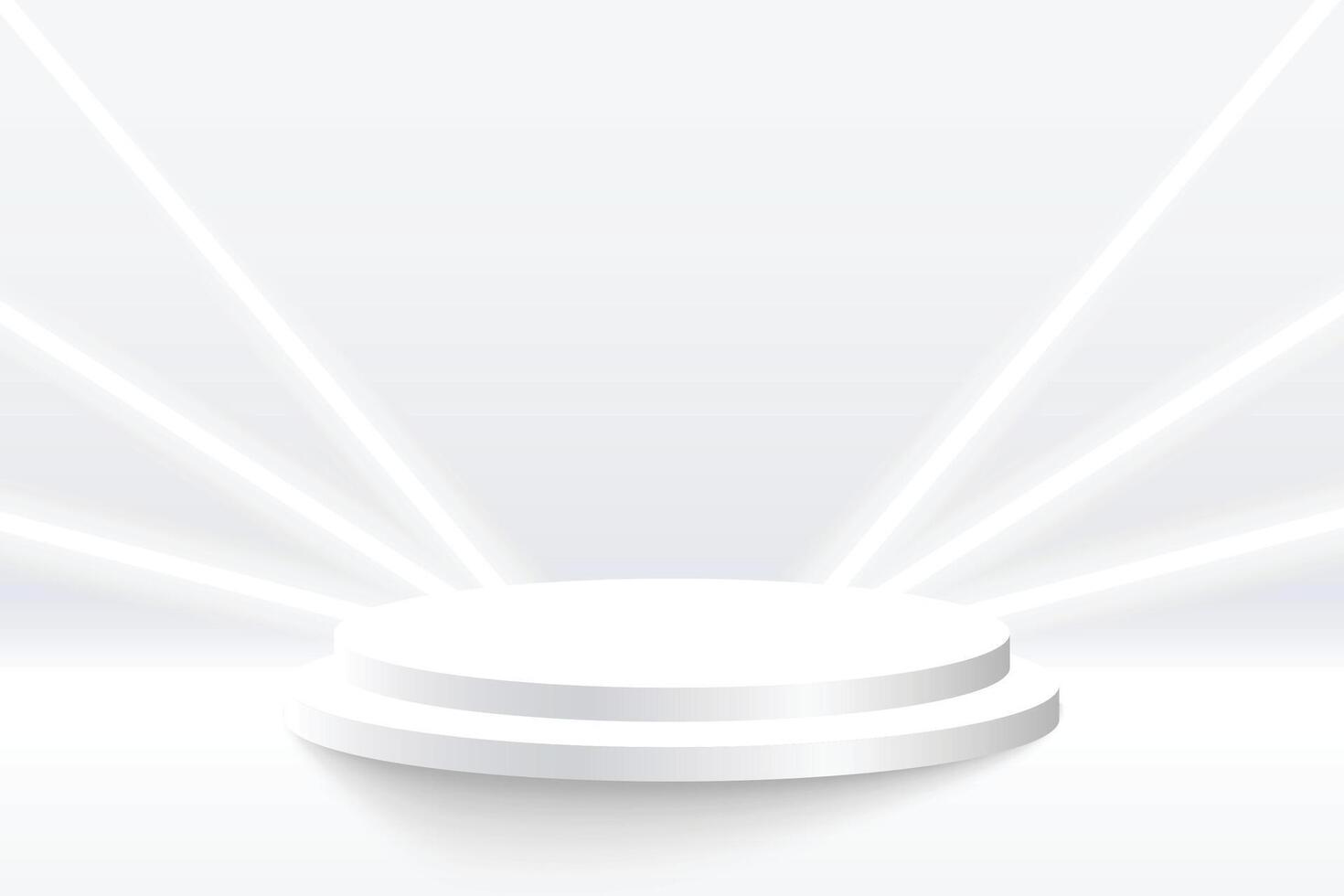 bianca podio Schermo con neon leggero effetto studio sfondo vettore