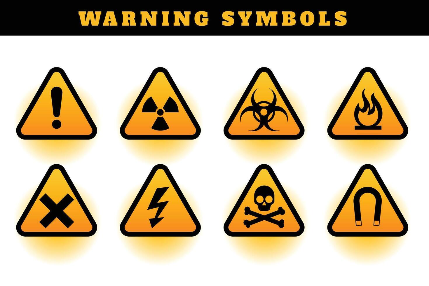 impostato di avvertimento simboli e icone vettore