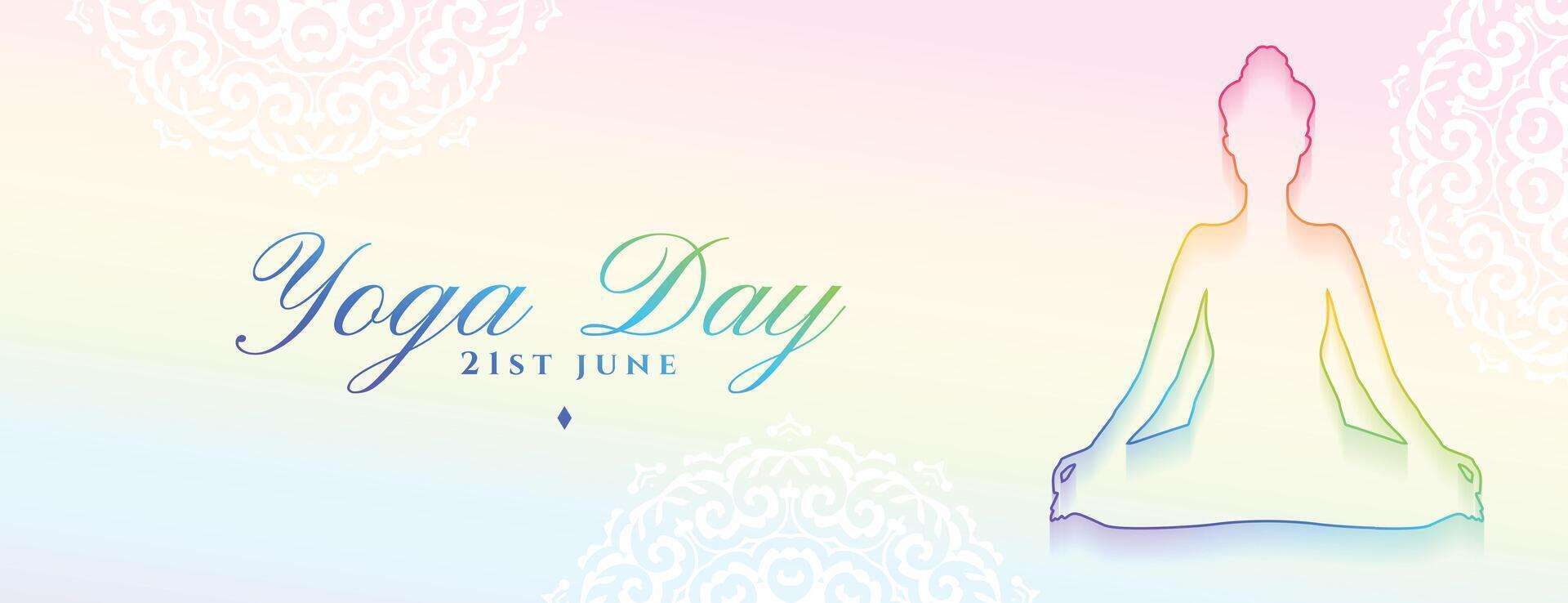 linea stile 21 giugno yoga giorno celebrazione bandiera per salutare stile di vita vettore