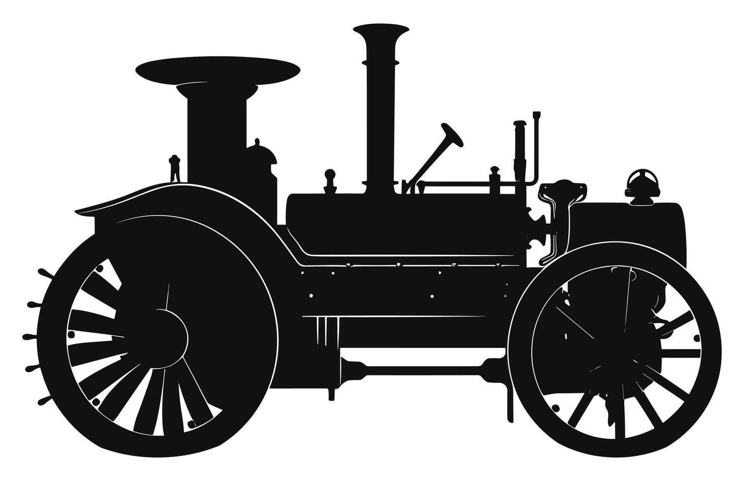steampunk trattore silhouette, trattori vettore sagoma, trattore sagome moderno e antico,