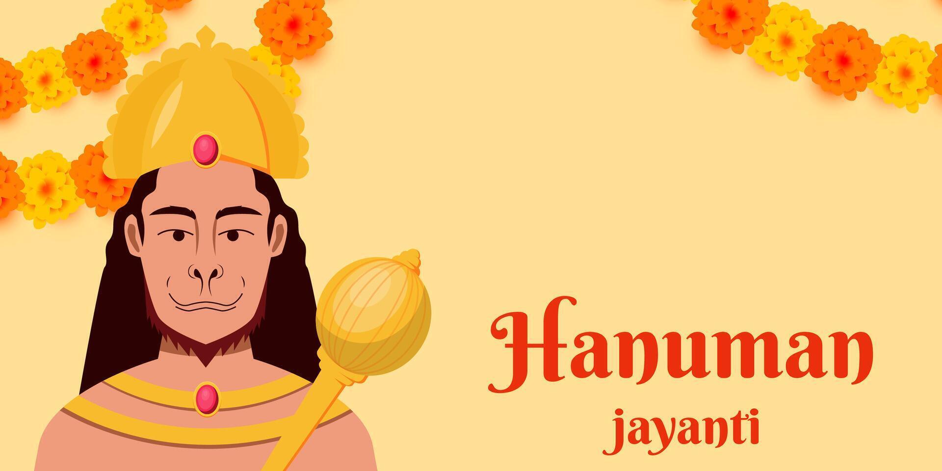 piatto design hanuman jayanti orizzontale bandiera illustrazione vettore