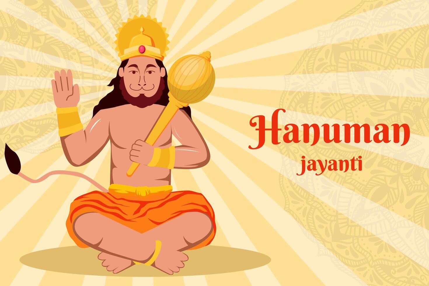 piatto design hanuman jayanti sfondo illustrazione vettore