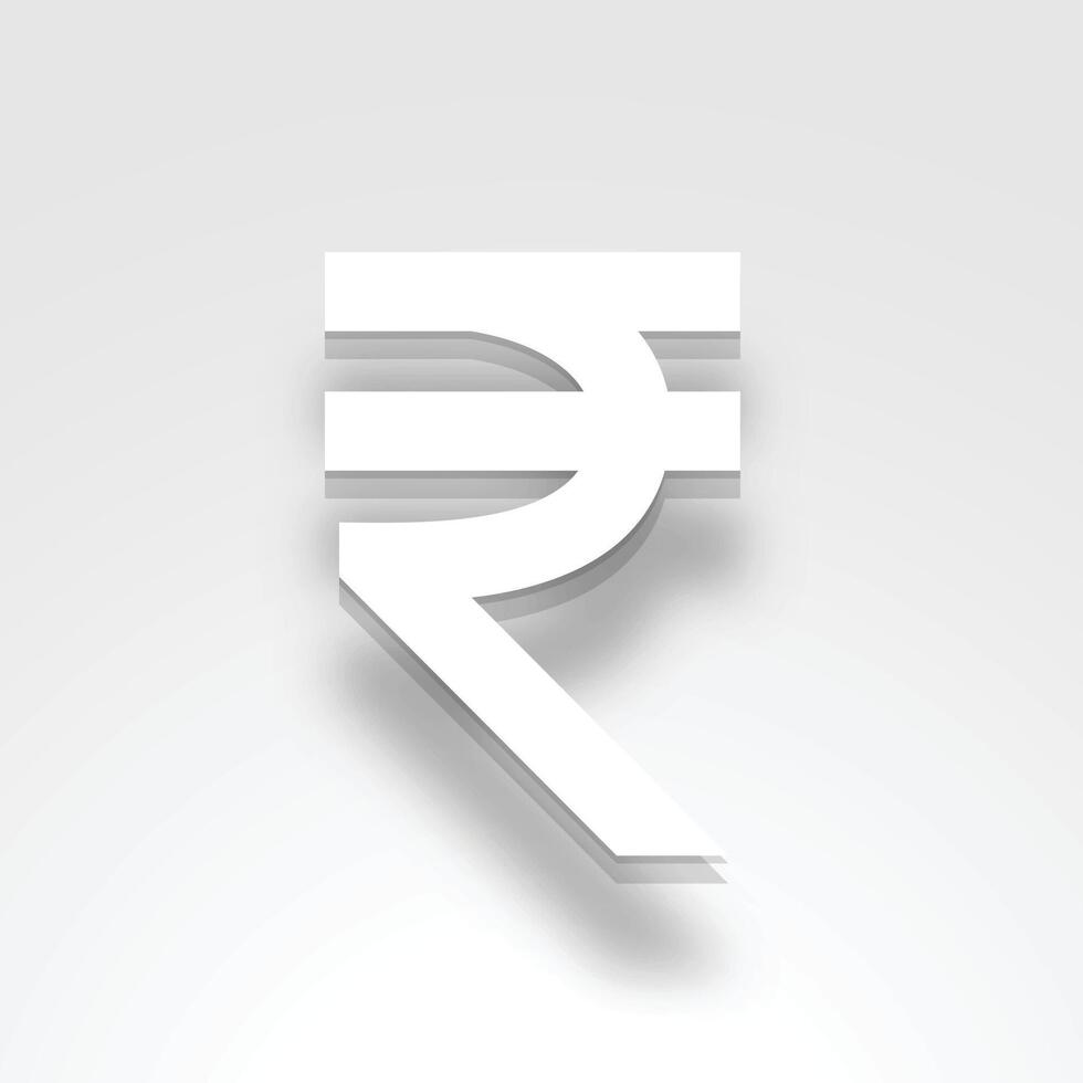 3d stile indiano moneta rupia cartello su bianca sfondo design vettore