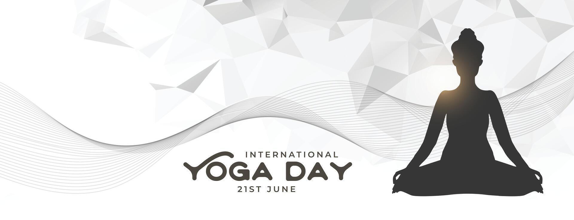 moderno internazionale yoga giorno manifesto nel Basso poli stile vettore