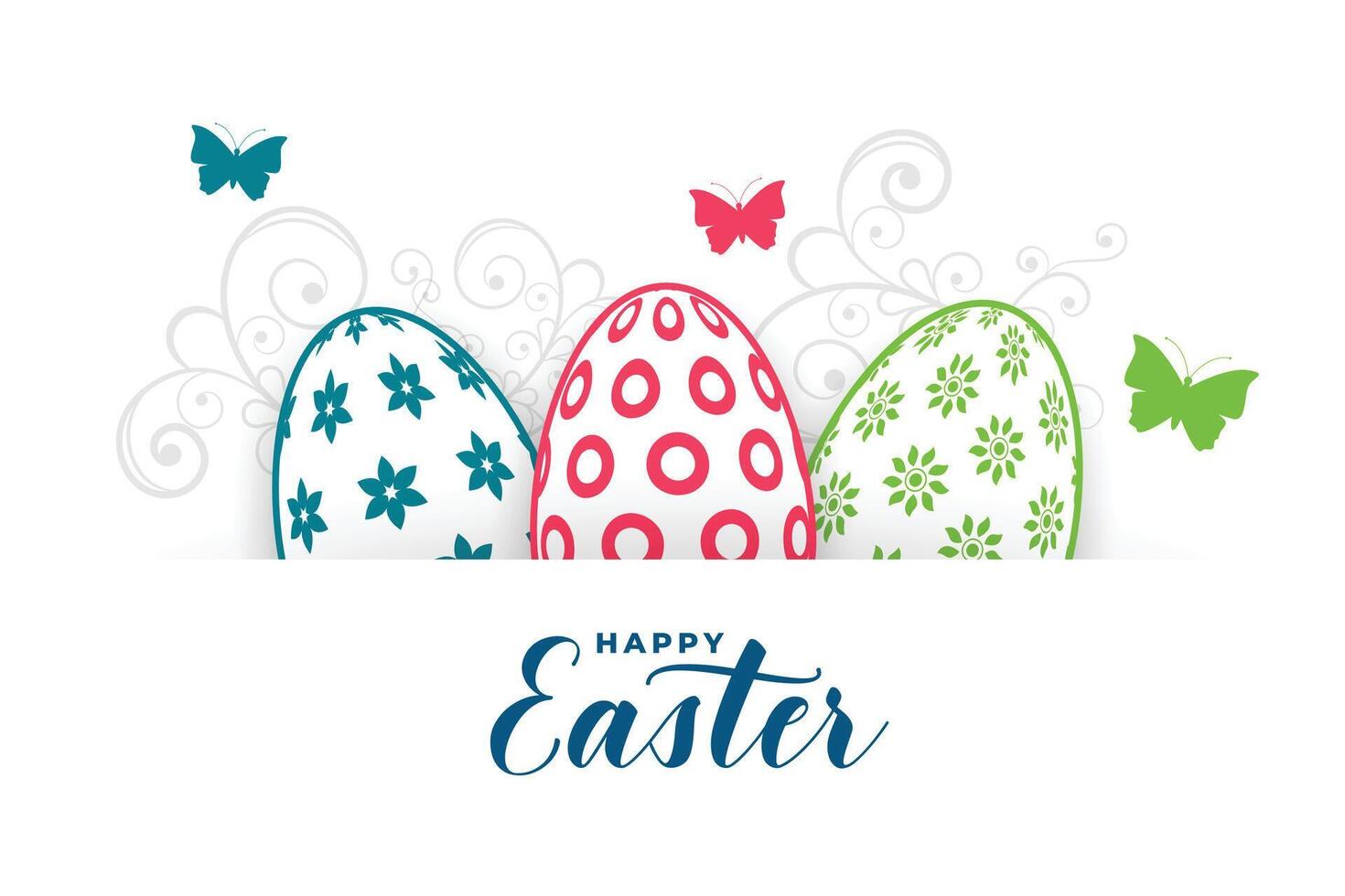 contento Pasqua fettivo saluto con uova e farfalla vettore
