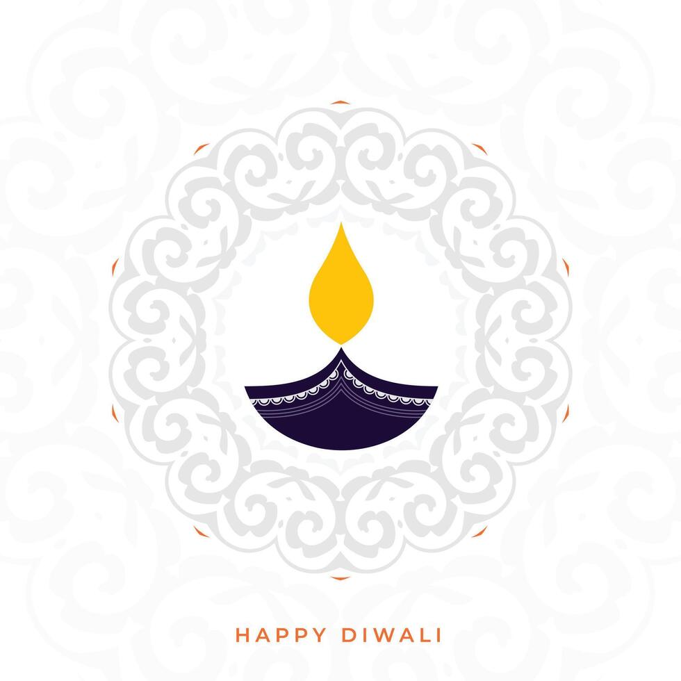 pulito contento Diwali Festival con artistico diya nel indiano stile sfondo vettore
