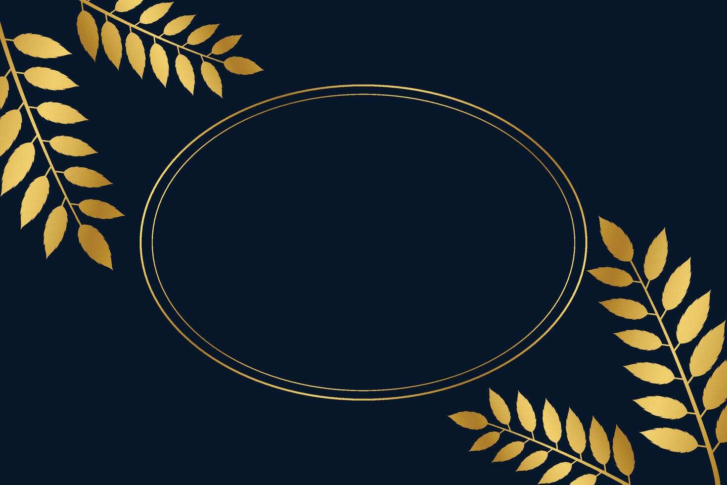 reale ovale telaio con d'oro le foglie invito carta vettore