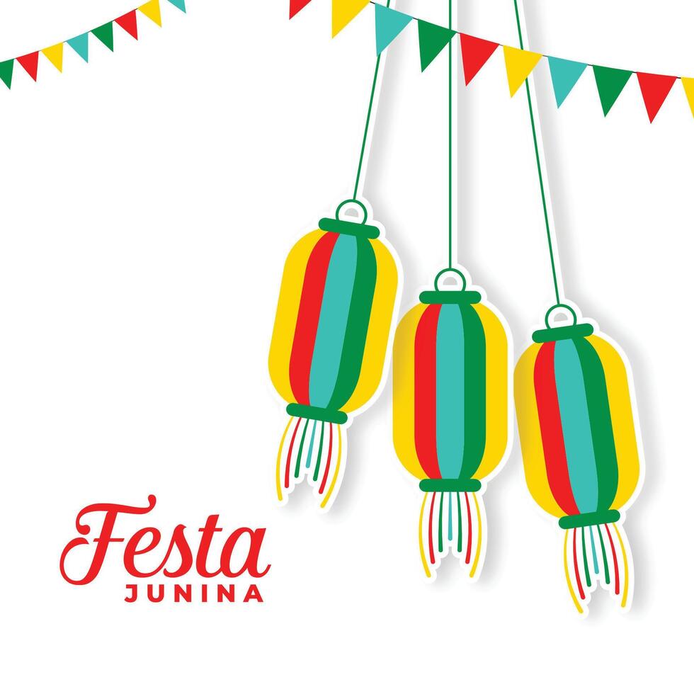 brasile festa junina Festival carta con decorazione bandiere e lampade vettore