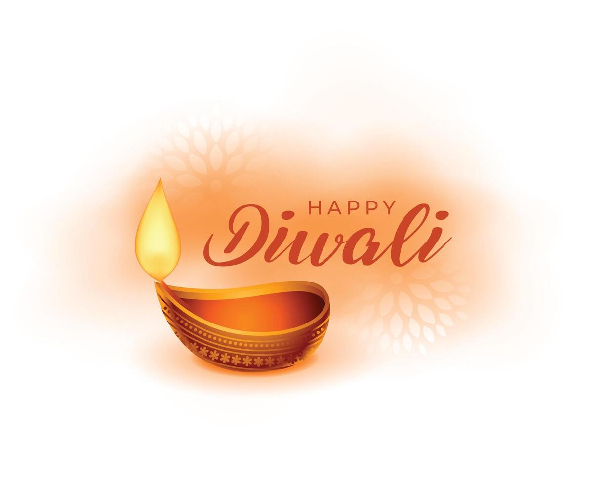 contento Diwali occasione sfondo con realistico olio diya vettore