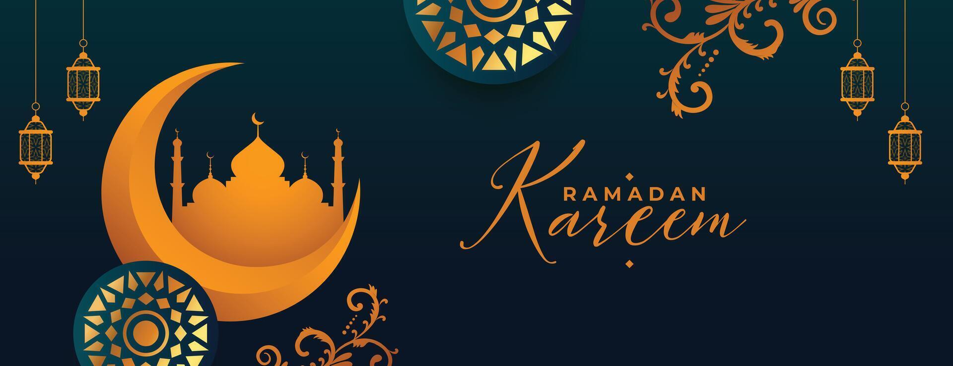 islamico Ramadan kareem decorativo bandiera per eid Festival vettore