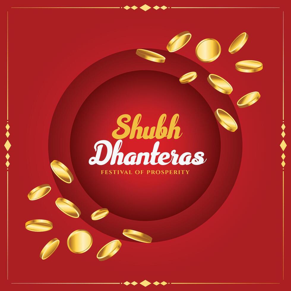 indù culturale shubh dhanteras auguri carta per benedizioni e prosperità vettore