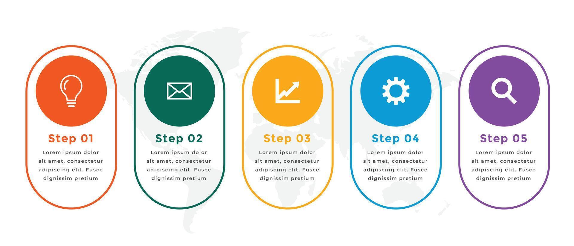 attività commerciale Infografica sequenza temporale grafico modello con mondo carta geografica per globale progresso vettore