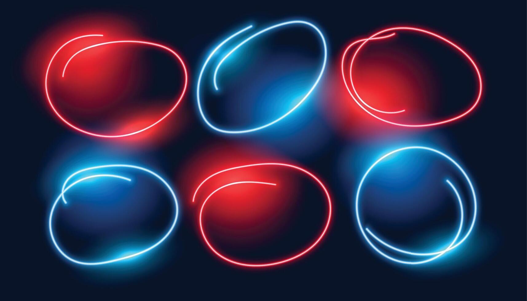geometrico stile rosso e blu circolare neon telaio nel impostato vettore