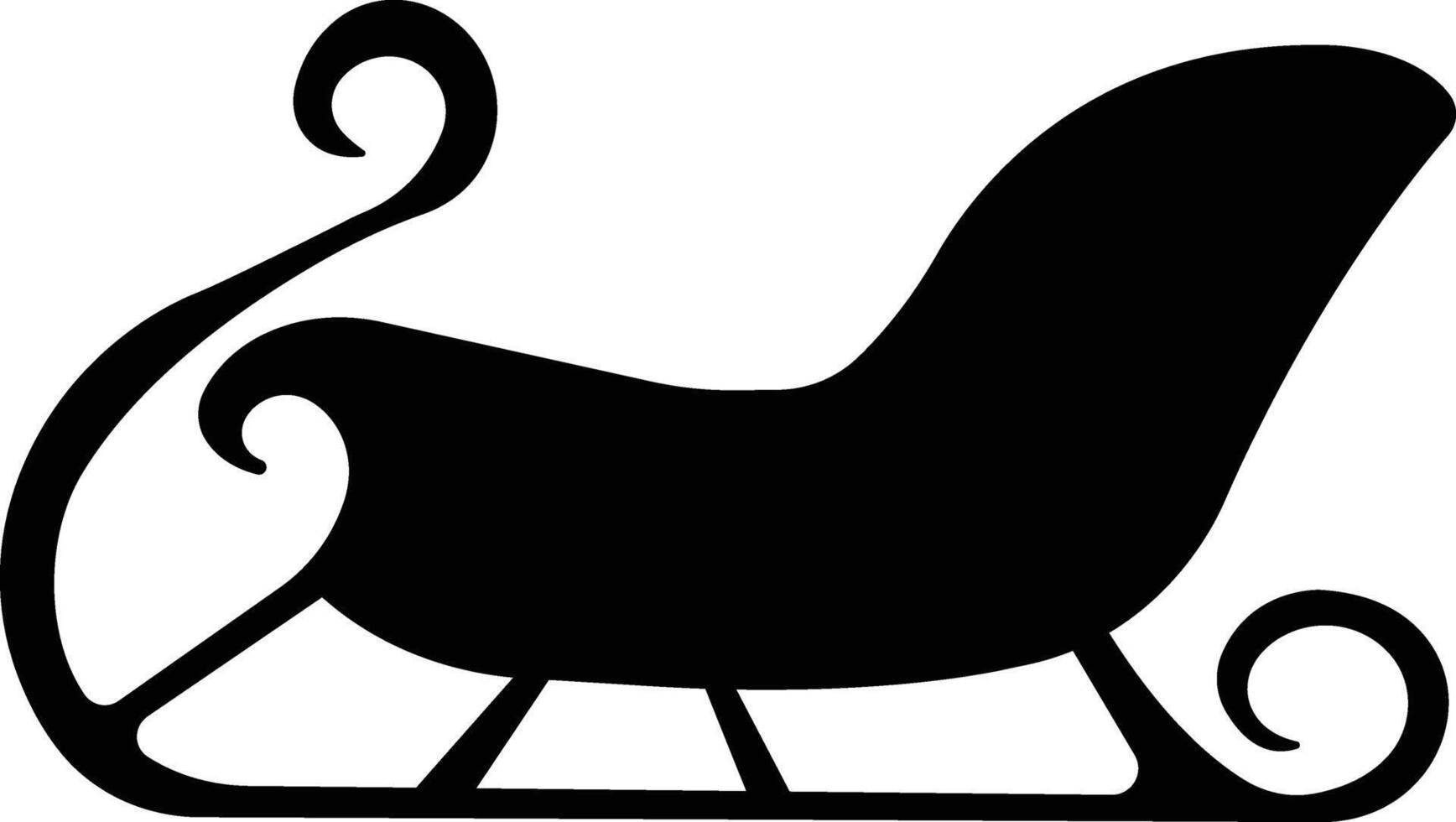 Santa Claus slitta icona nel piatto stile isolato su Natale cartolina slitta silhouette. simboli per il inverno vacanza. slitta tirato di renne. vettore per app, sito web