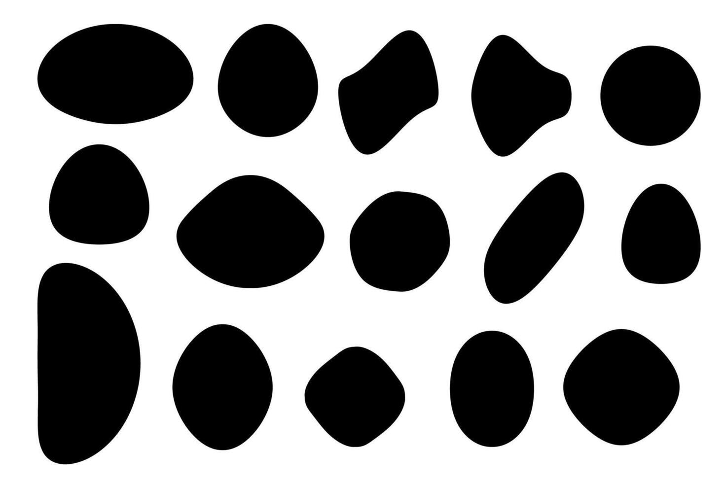geometrico oggetti, ovali, cerchi, macchia, nero forme, per design di cartoline, manifesti, banner vettore