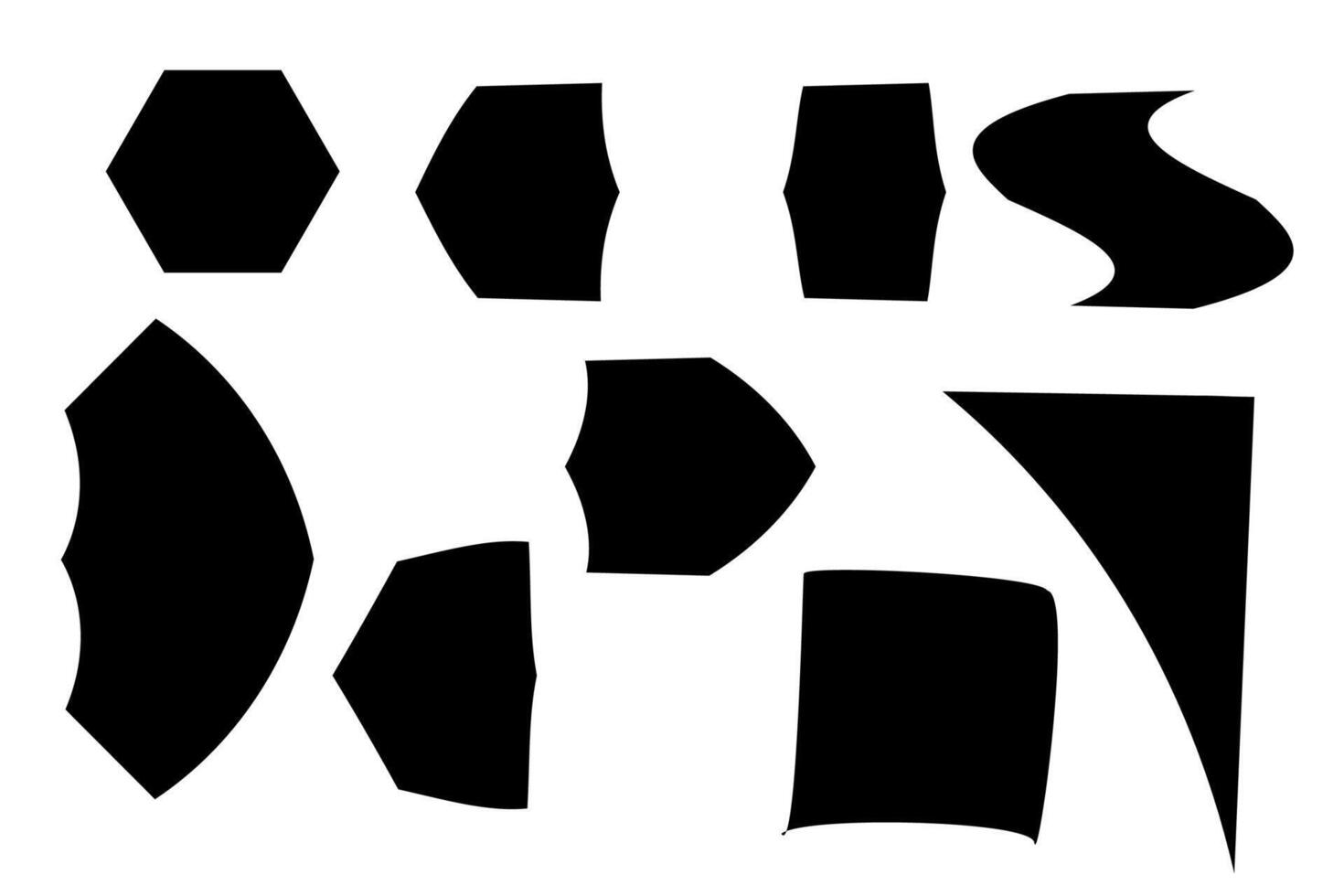 geometrico oggetti, quadrato, poligonale figure Nero, per design di cartoline, manifesti, banner vettore