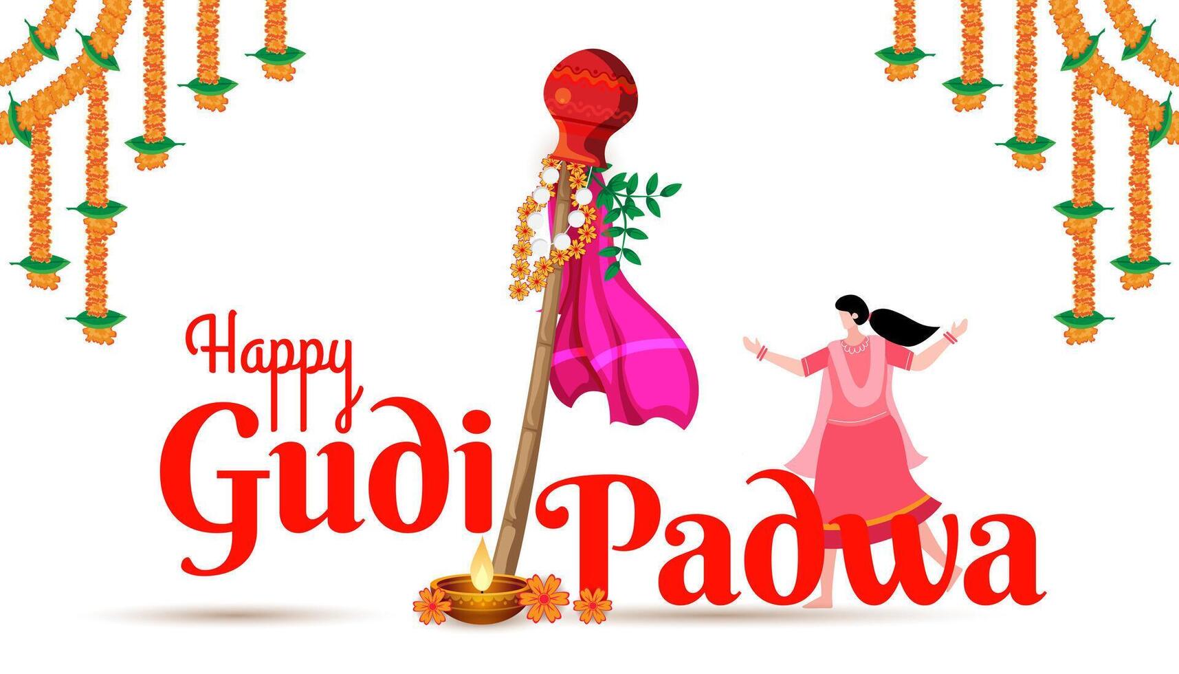 culturale marathi indù nuovo anno Festival Gudi Padwa celebrazione saluto sfondo vettore