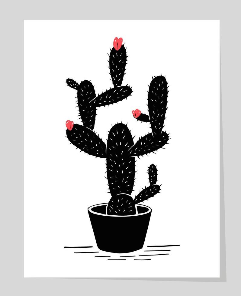 mano disegnato moderno minimo design cactus vettore illustrazione parete arte decorazione, cartolina, manifesto