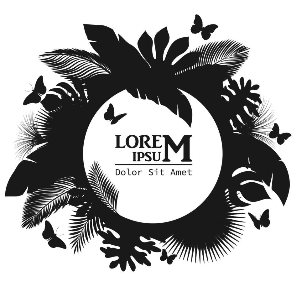 cartello con testo spazio di silhouette tropicale le foglie. adatto per natura concetto, vacanza, e vacanza, vettore illustrazione