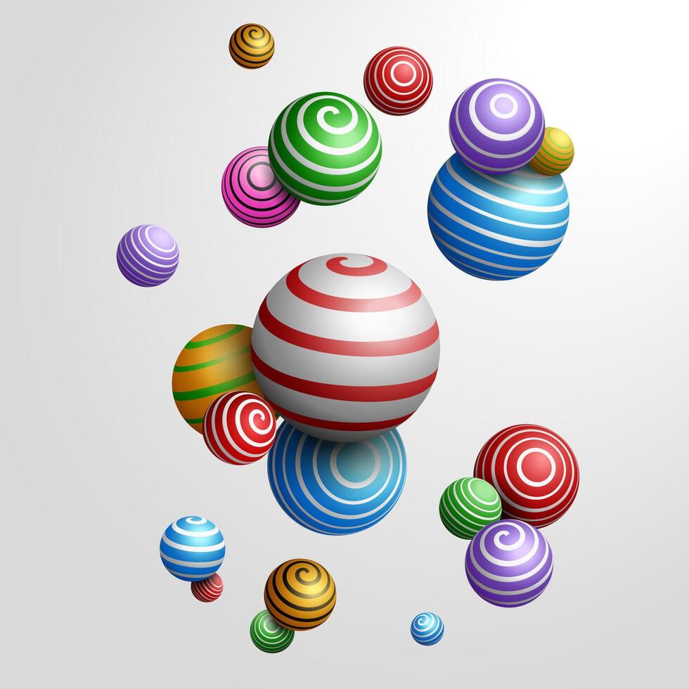 astratto multicolore decorativo palle 3d, vettore illustrazione