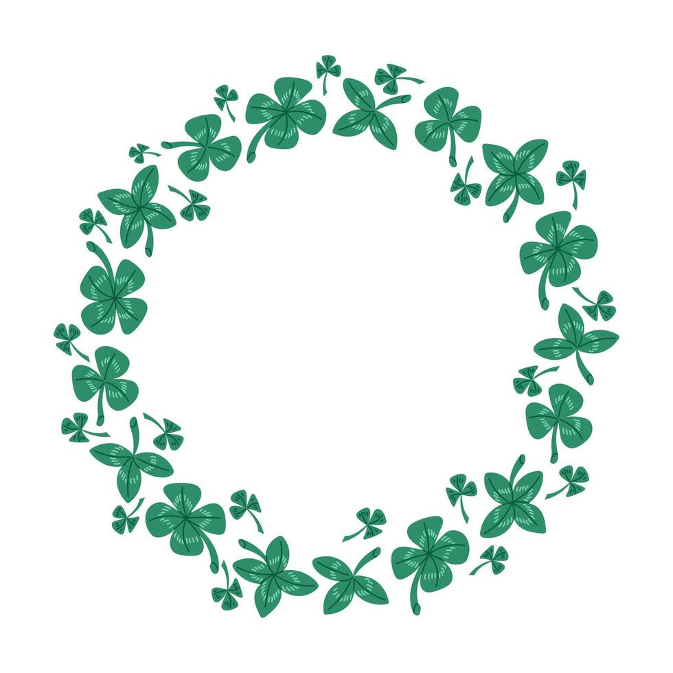 piatto mano disegnato trifoglio le foglie ghirlanda. irlandesi tradizionale elemento. st patricks giorno decorazione. unico Stampa design vettore