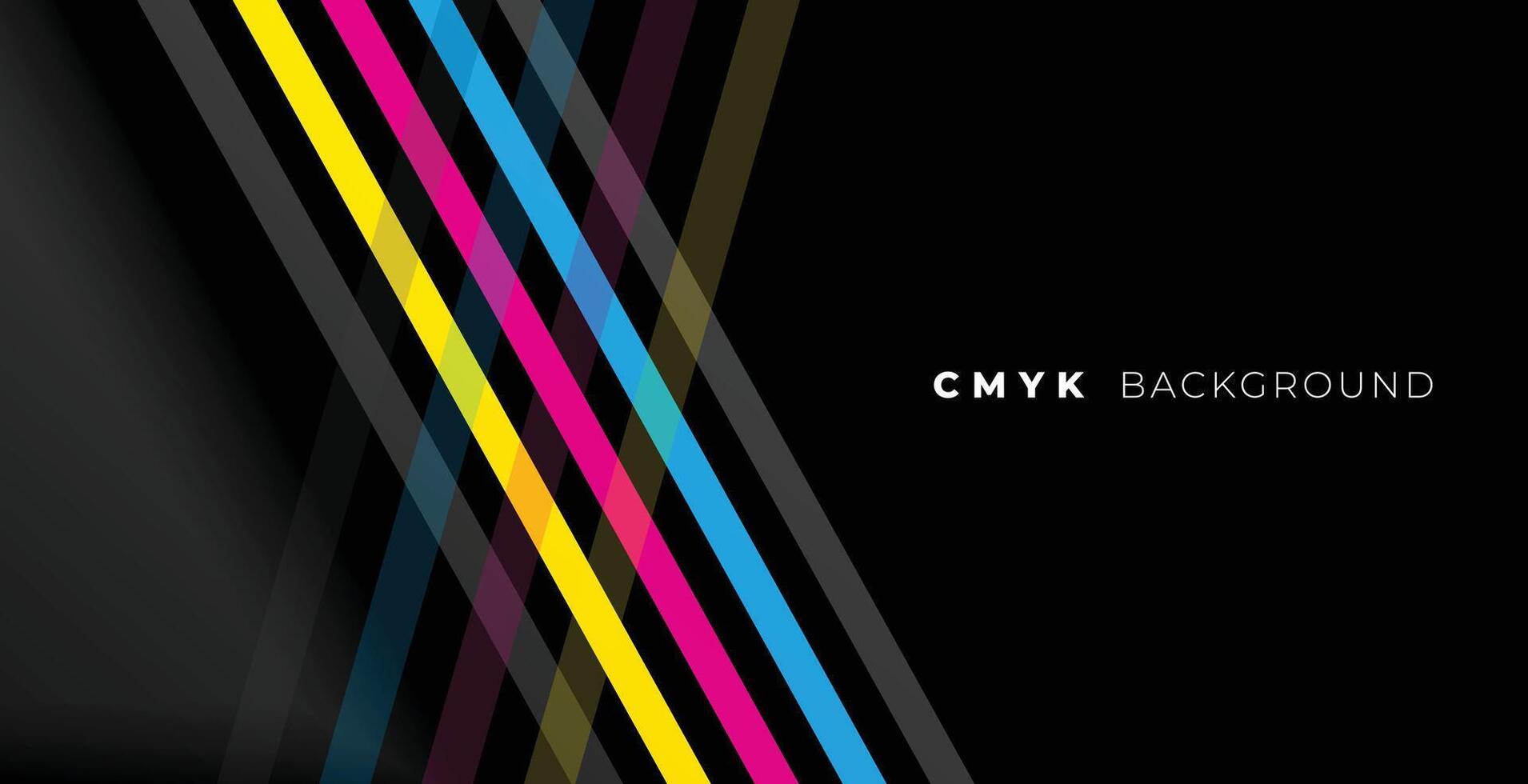 elegante CMYK colori buio bandiera con geometrico strisce vettore