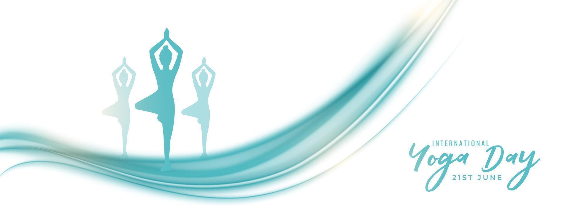 moderno 21 giugno mondo yoga giorno bandiera per salutare stile di vita vettore