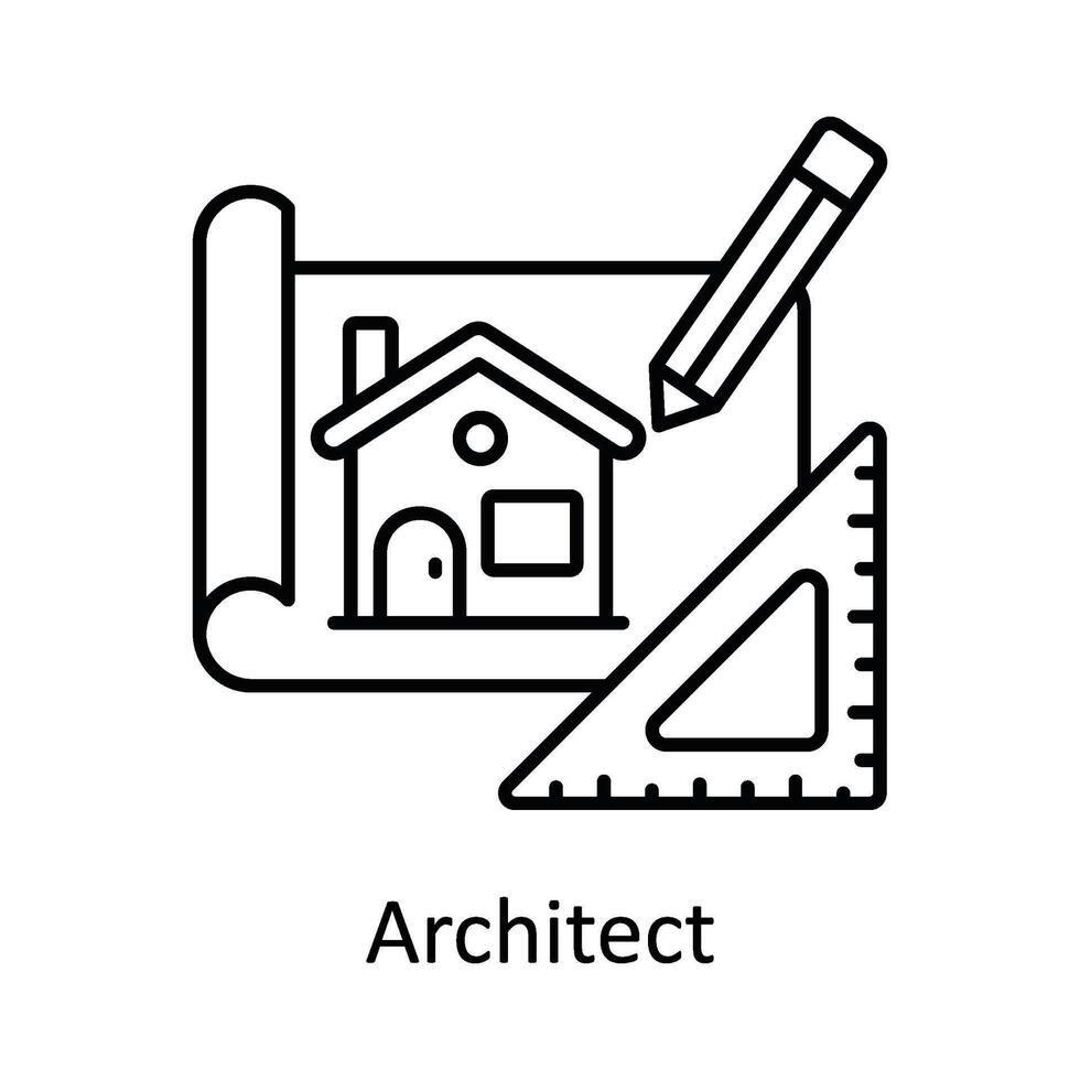 architetto vettore schema icona design illustrazione. produzione unità simbolo su bianca sfondo eps 10 file