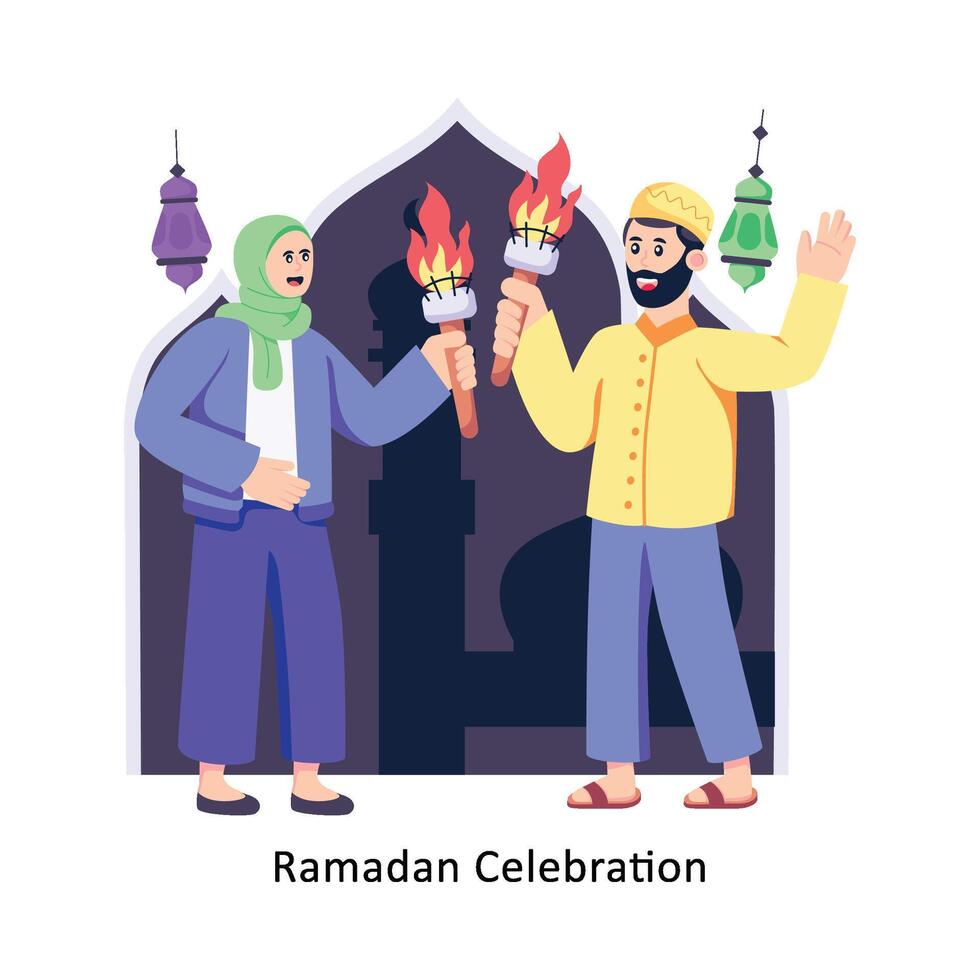 Ramadan celebrazione piatto stile design vettore illustrazione. azione illustrazione