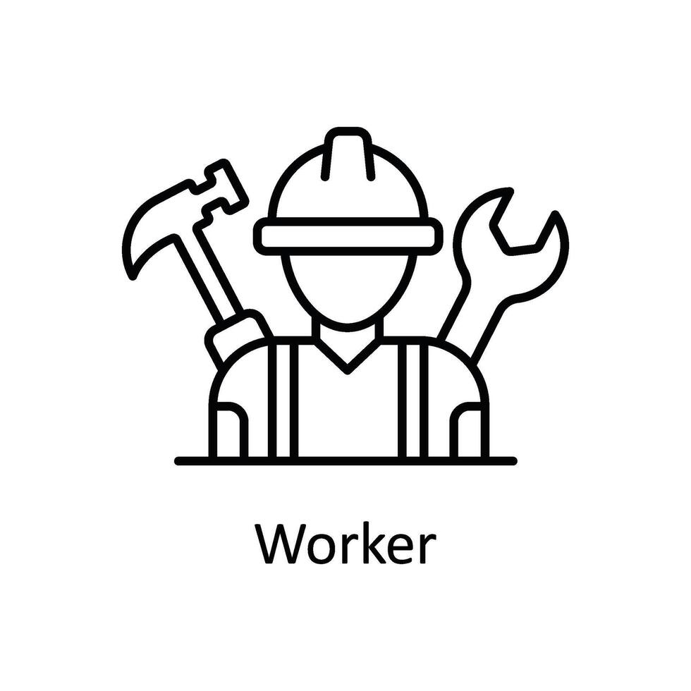 lavoratore vettore schema icona design illustrazione. produzione unità simbolo su bianca sfondo eps 10 file