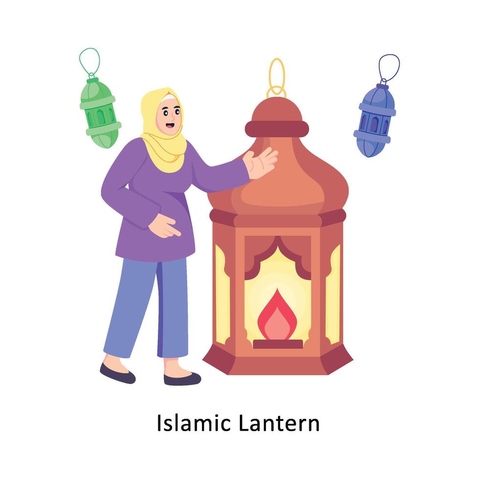 islamico lanterna piatto stile design vettore illustrazione. azione illustrazione