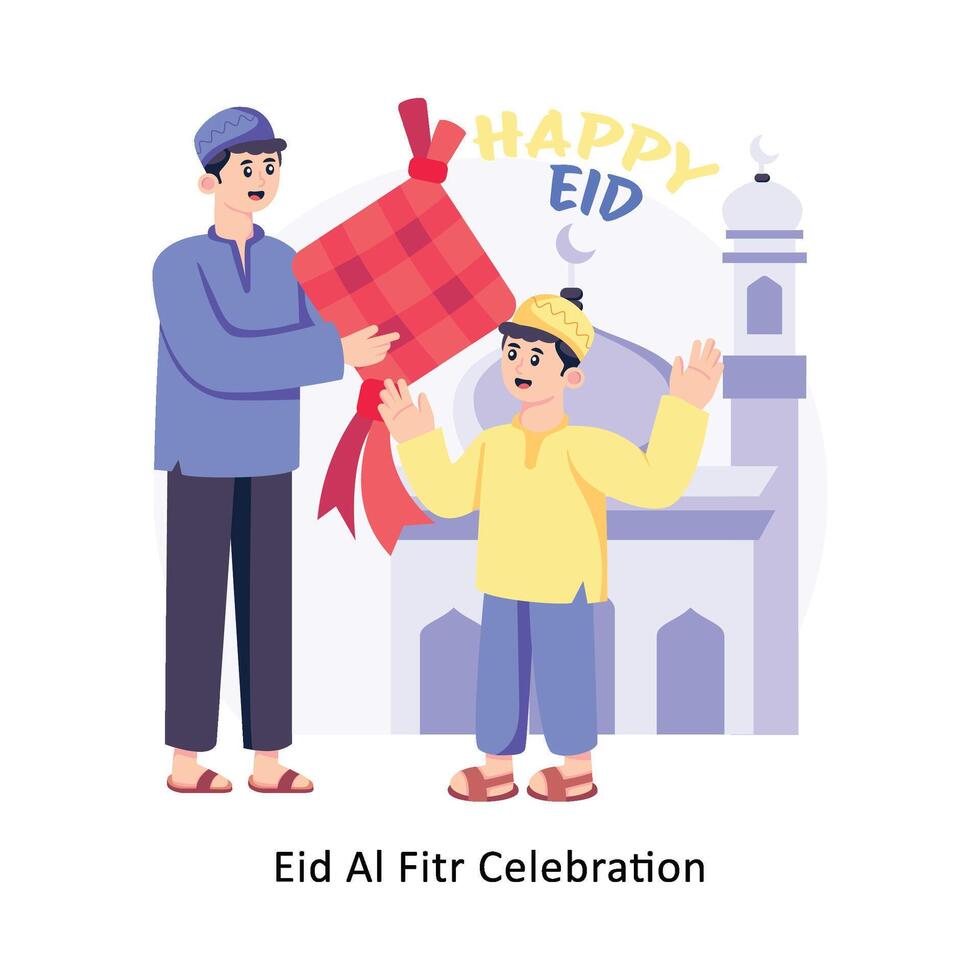 eid al Fitr celebrazione piatto stile design vettore illustrazione. azione illustrazione