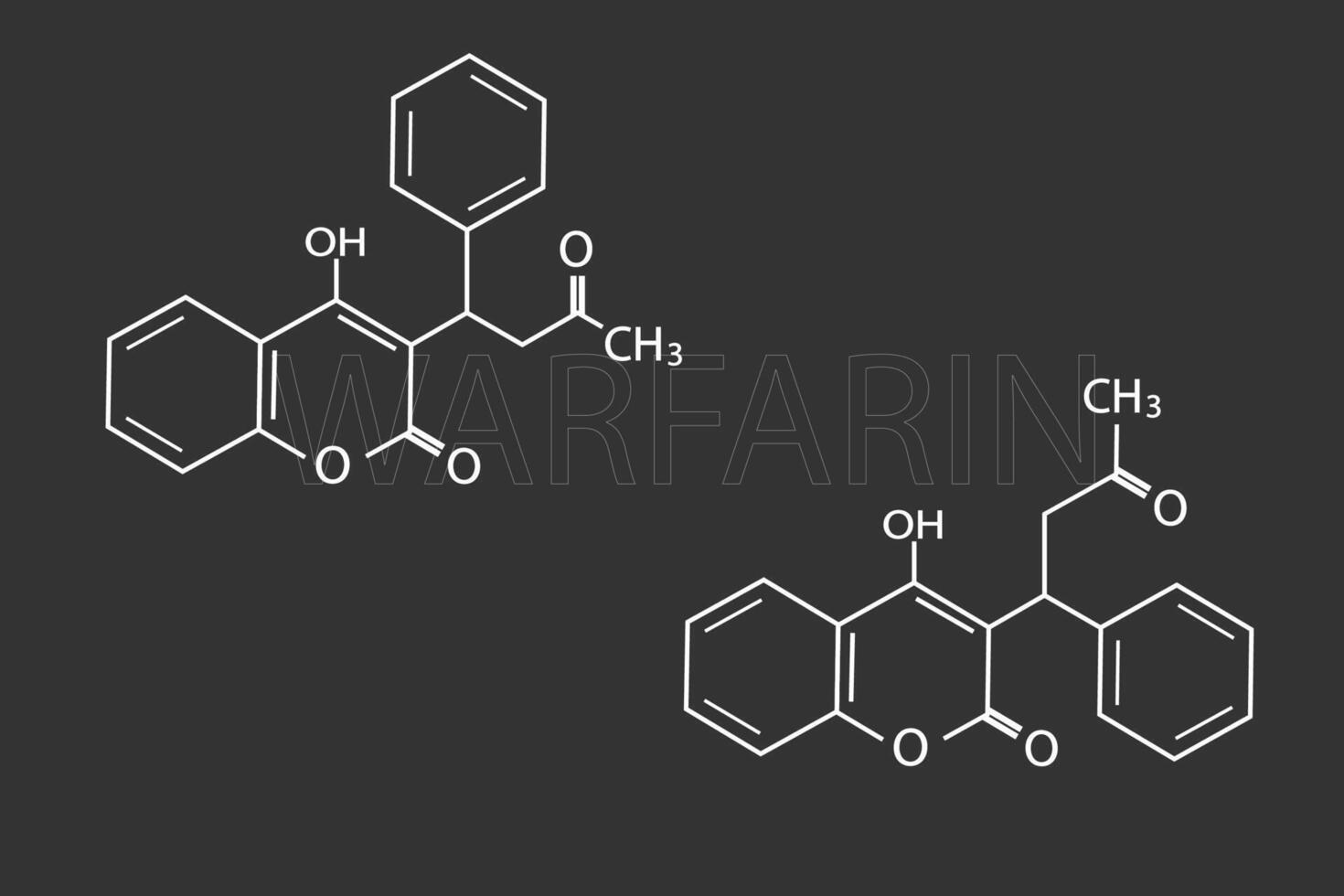 warfarin molecolare scheletrico chimico formula vettore