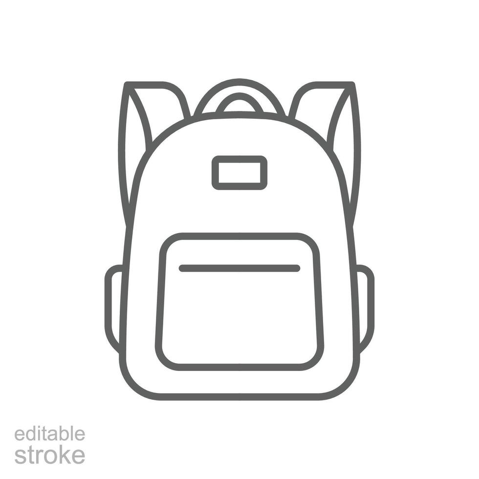 zaino icona. semplice schema stile. Borsa, scuola, Indietro, pacchetto, cartella, zaino, alunno concetto. magro linea simbolo. vettore illustrazione isolato. modificabile ictus.