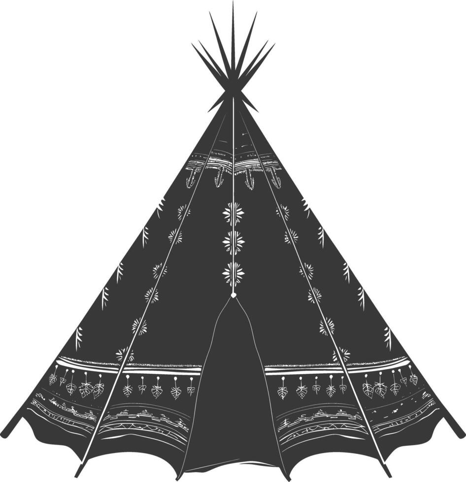 ai generato silhouette indiano tribale tenda nero colore solo vettore