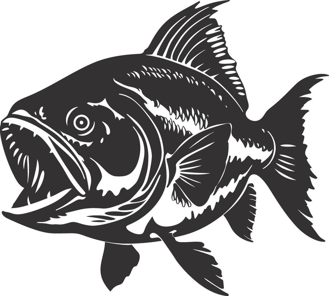 ai generato silhouette piranha pesce animale nero colore solo pieno corpo vettore