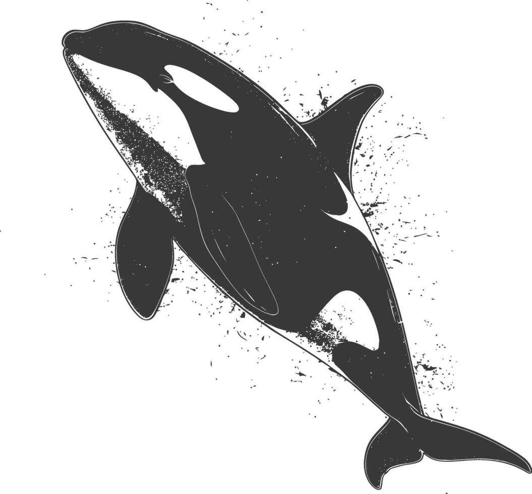 ai generato silhouette il orca o uccisore balena pesce animale nero colore solo vettore