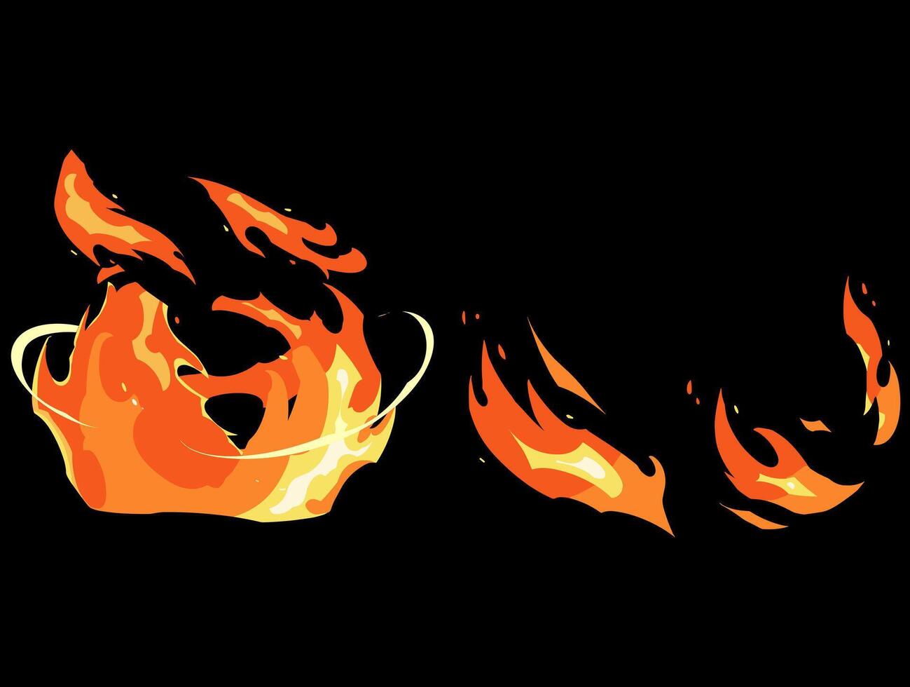 fuoco elemento fiamma effetto vfx isolato vettore illustrazione
