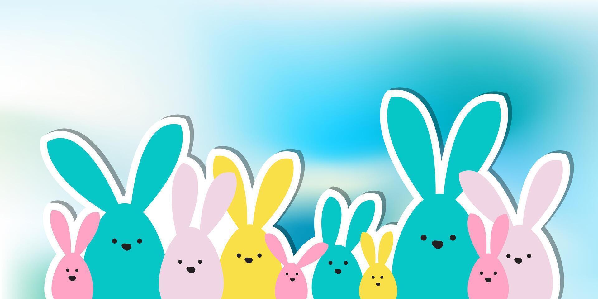 celebrazione saluto Pasqua carta, colorato Pasqua coniglietto famiglia su polka punto sfondo vettore