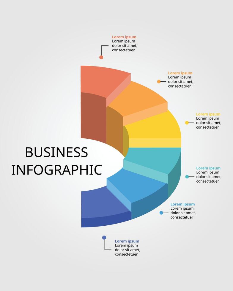 cerchio torta grafico livello modello per Infografica per presentazione per 6 elemento vettore