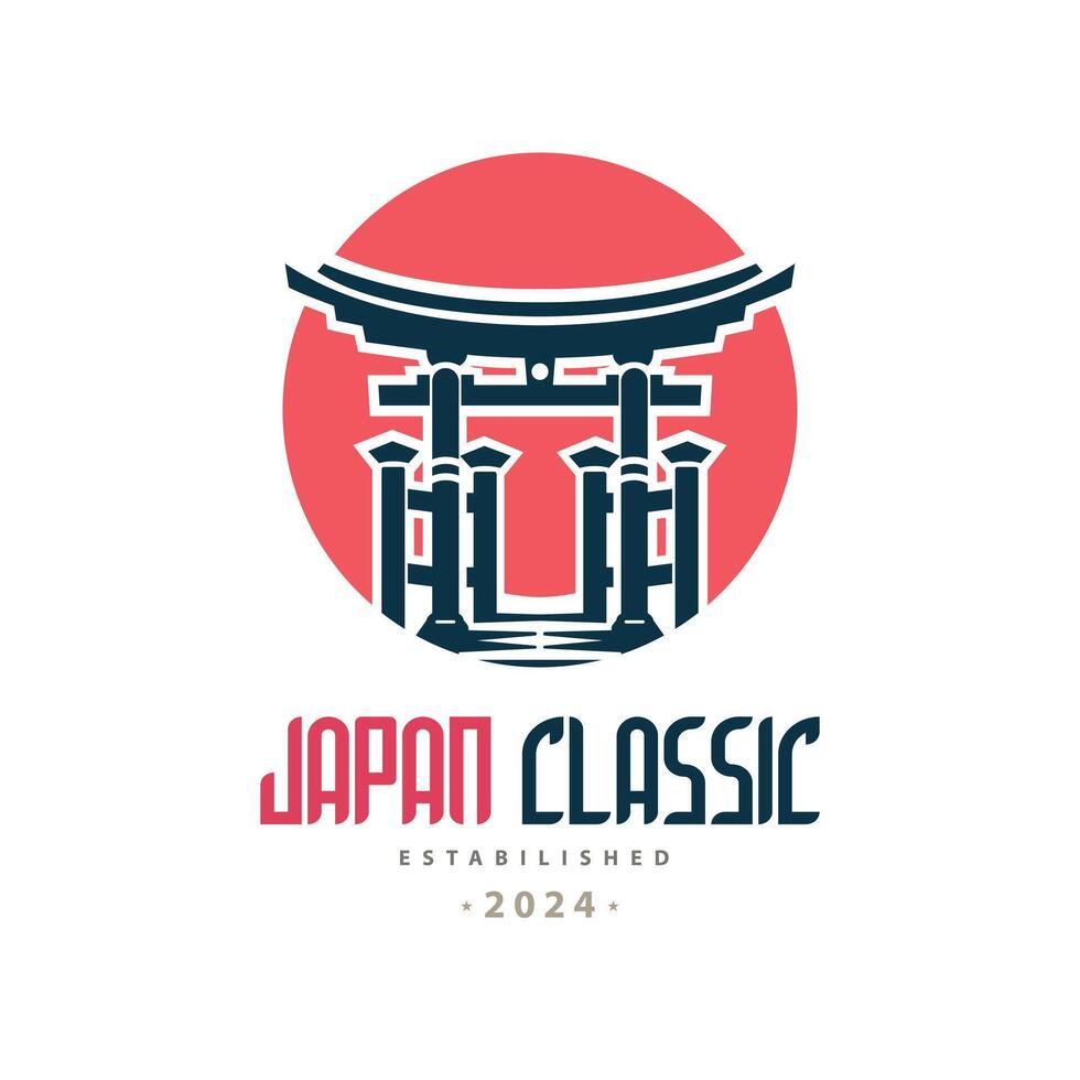 Giappone classico torii cancello Alba logo modello design per marca o azienda e altro vettore