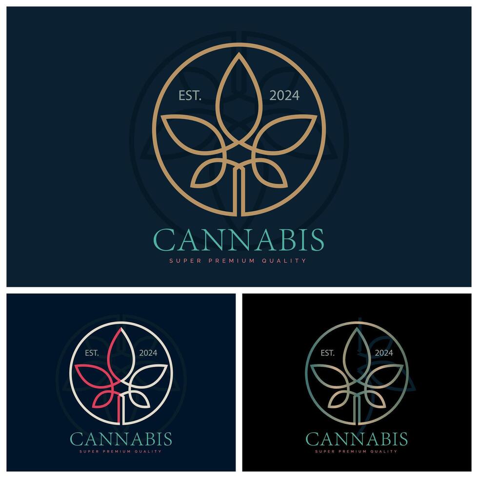 canapa marijuana foglia linea stile logo design modello vettore