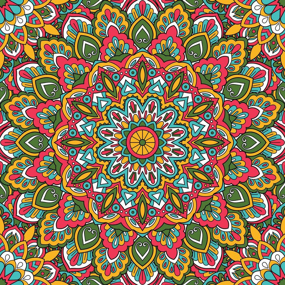 senza soluzione di continuità floreale modello con mandala vettore illustrazione