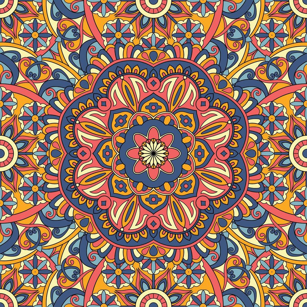 senza soluzione di continuità floreale modello con mandala vettore illustrazione