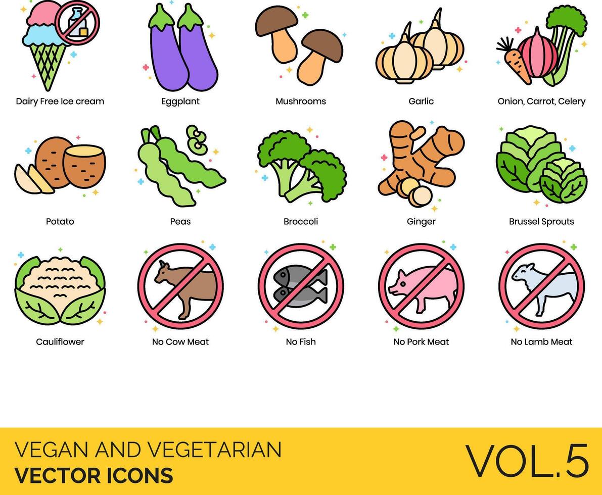 vegano e vegetariano vettore icona impostato