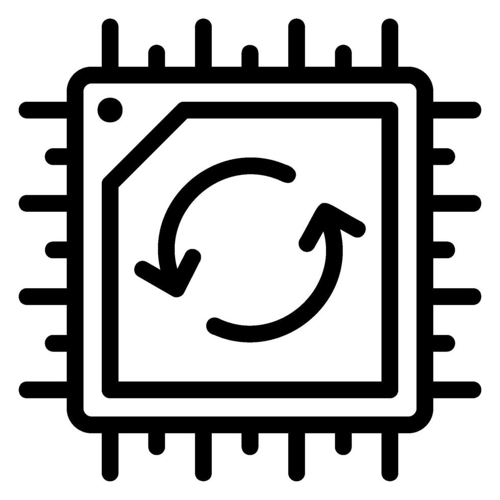 icona della linea di chip vettore