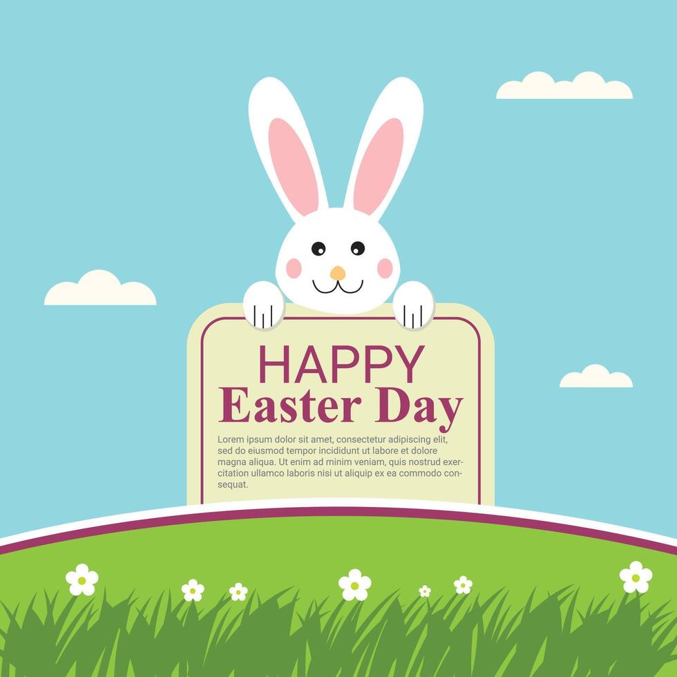 contento Pasqua giorno celebrazione piatto design sfondo con Pasqua coniglietto vettore
