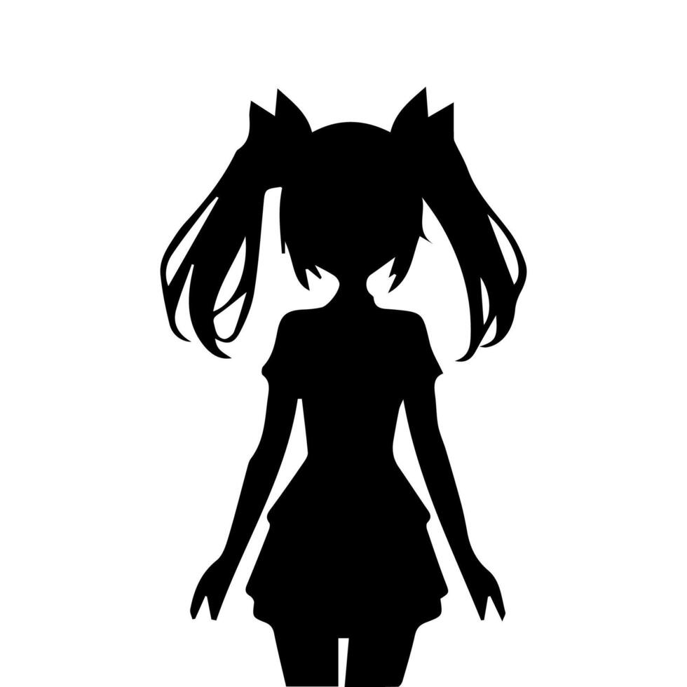 silhouette ragazza nel anime stile vettore illustrazione gratuito