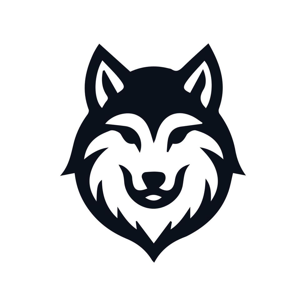 lupo logo davanti Visualizza, lupo testa silhouette logo di animale viso clipart. coyote icona cacciatore predatore natura simbolo vettore