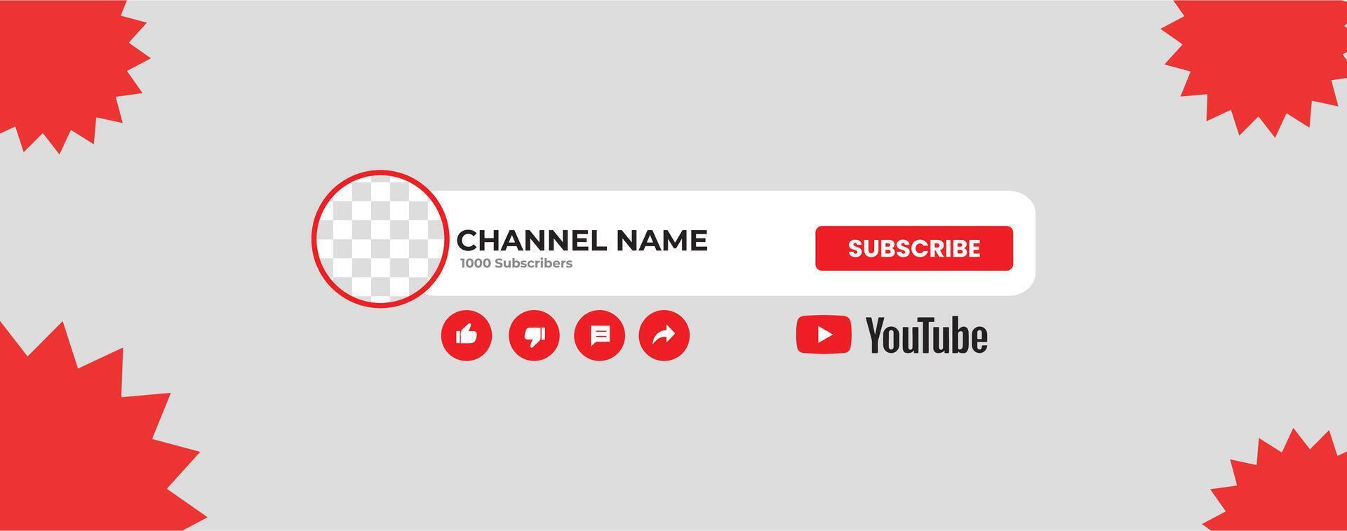 Youtube canale copertina wireframe. Youtube bandiera per design il tuo canale. Youtube canale nome inferiore terzo vettore